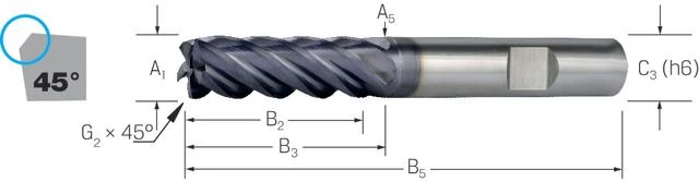 PREMUS 175599 6,00 Tömör keményfém szármaró INOX VHM-AlTiN, 40°, letöréssel