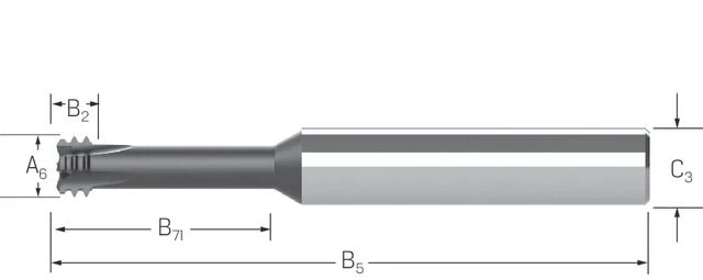 JBO 138970 0030 Menetmaró, tömör keményfém VHM, AlTiSiN, UNIBGFS 2,5xD, M8-M10 x1,25