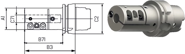 SWISS TOOL 237056 6310 Fúrórúd tartó, HSK T, rezgéscsillapító