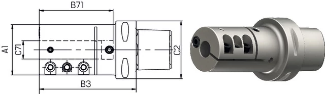 SWISS TOOL 237156 6340 Fúrórúd tartó, HSK T, rezgéscsillapító